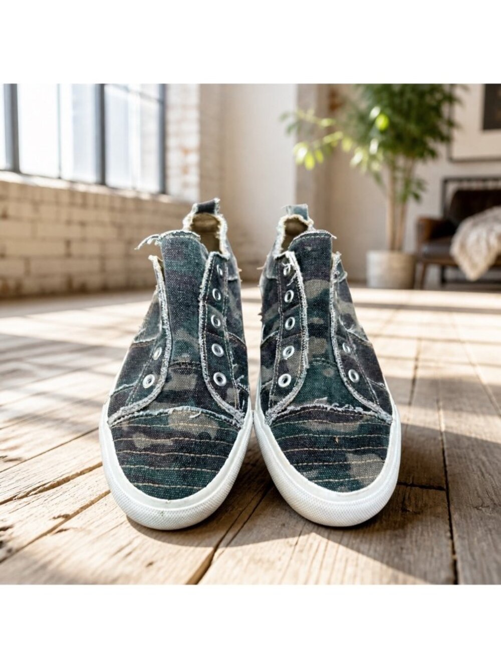 Distressed Corkys Slip-On Sneakers With Pink Soles For Women Casual Canvas Shoes